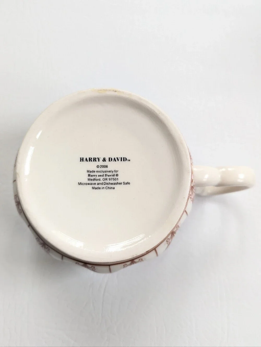 Harry & David Burgundy Floral Tea-For-One Stacking Teapot Cup & Plate Set